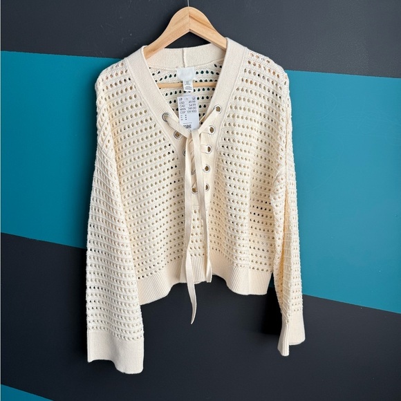 POINTELLE-KNIT JUMPER WITH LACING - Picture 2 of 9